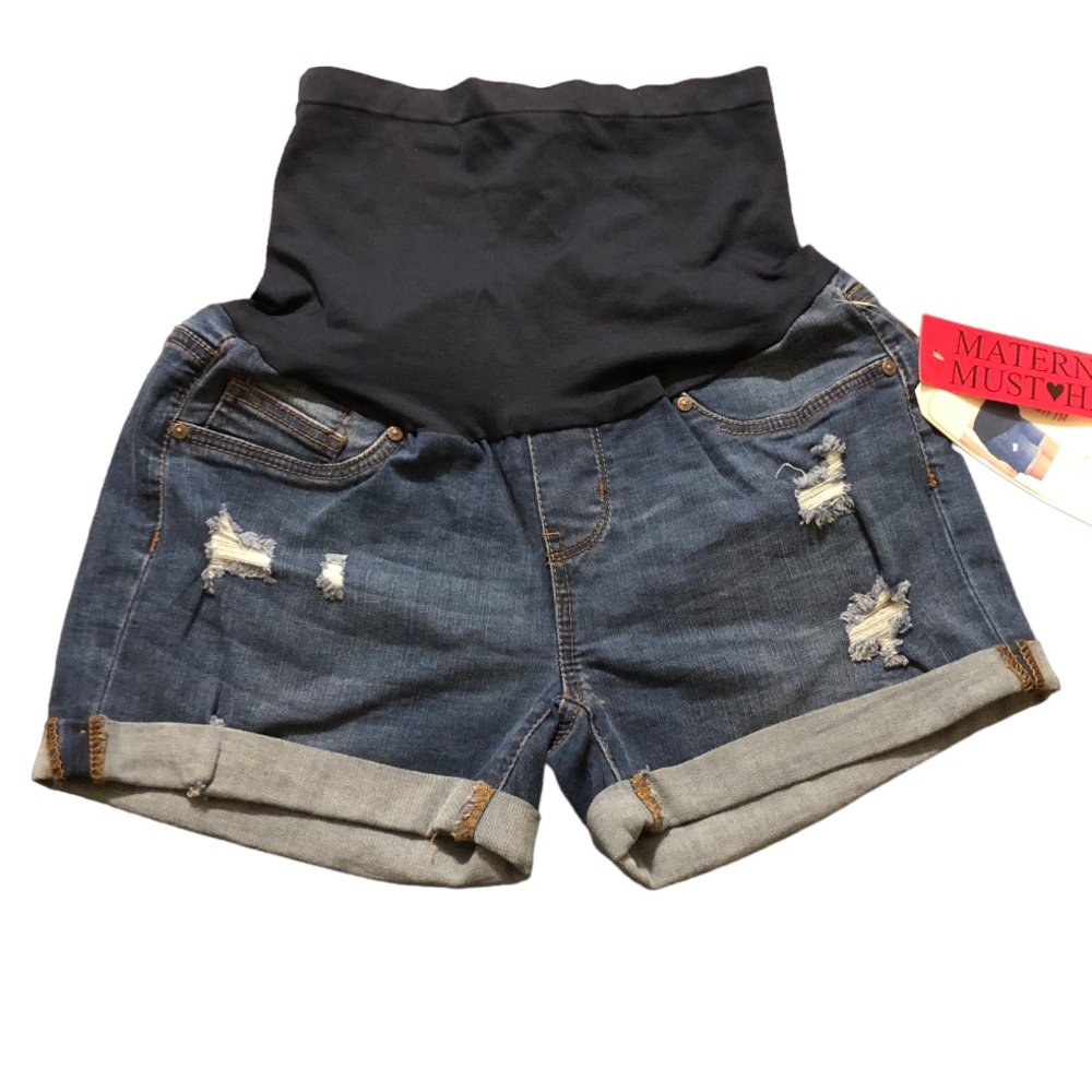 Blue Savvy Maternity Full Panel Jean Shorts size M